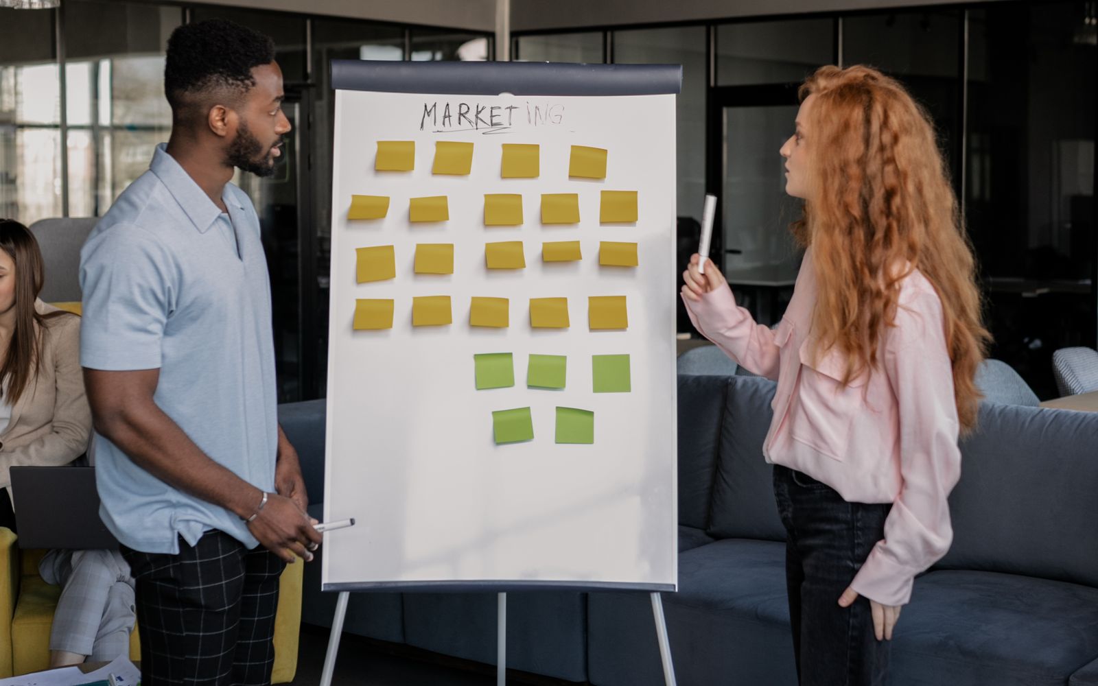 A team mapping out an acquisition process step by step